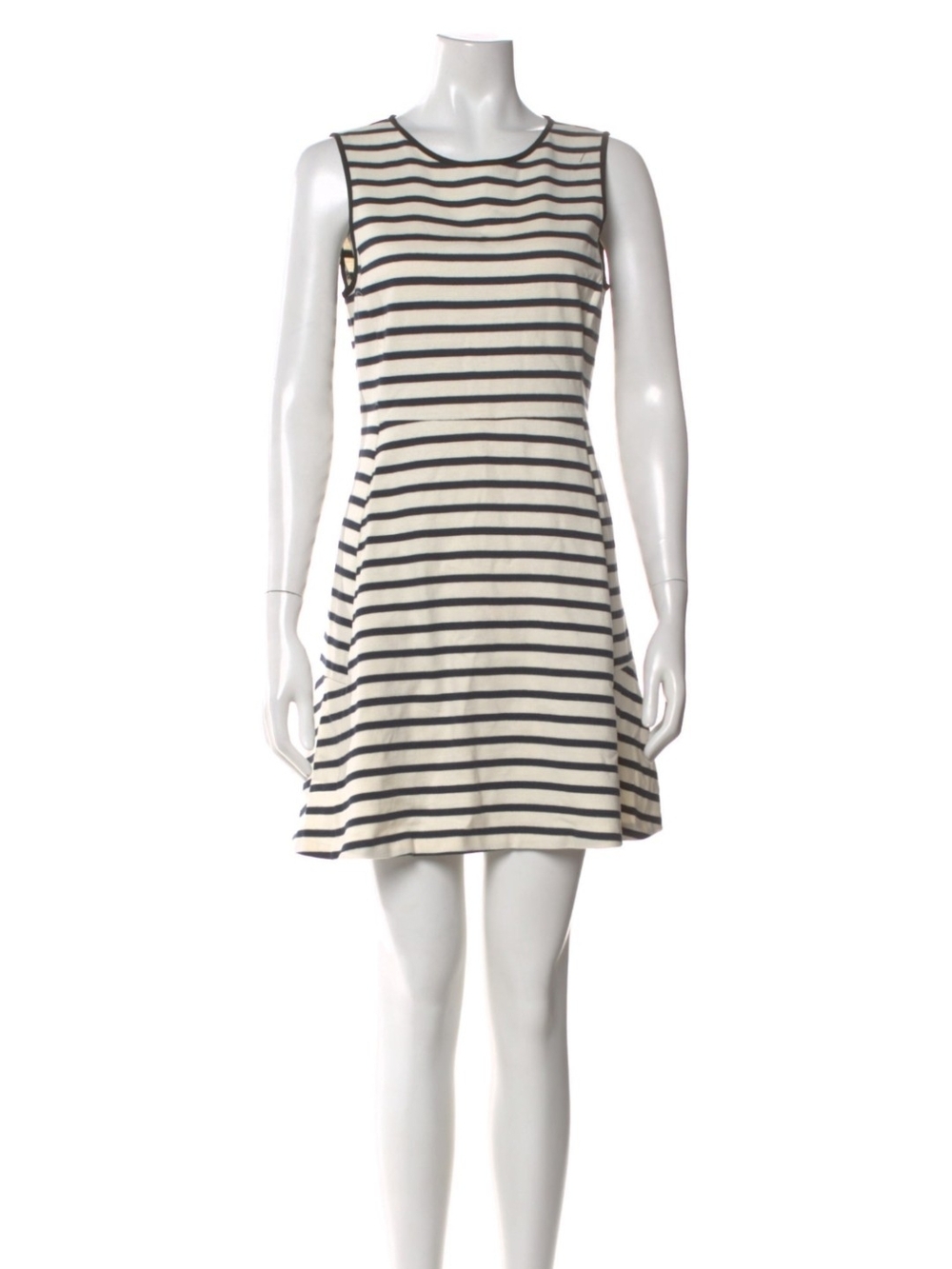 Theory Sleeveless Striped Mini Dress - Black & Cream